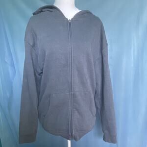 Danskin Women's Gray Full Zip Fleece Hoodie Large Long Sleeve